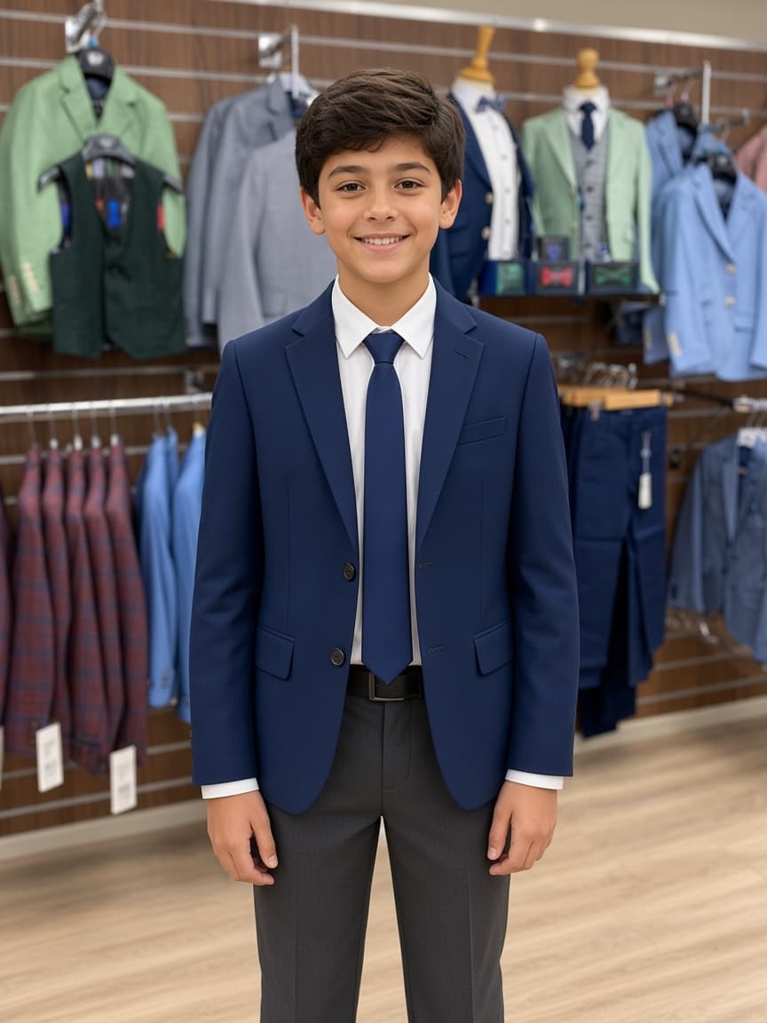 Navy confirmation tailoring on display at Dapper